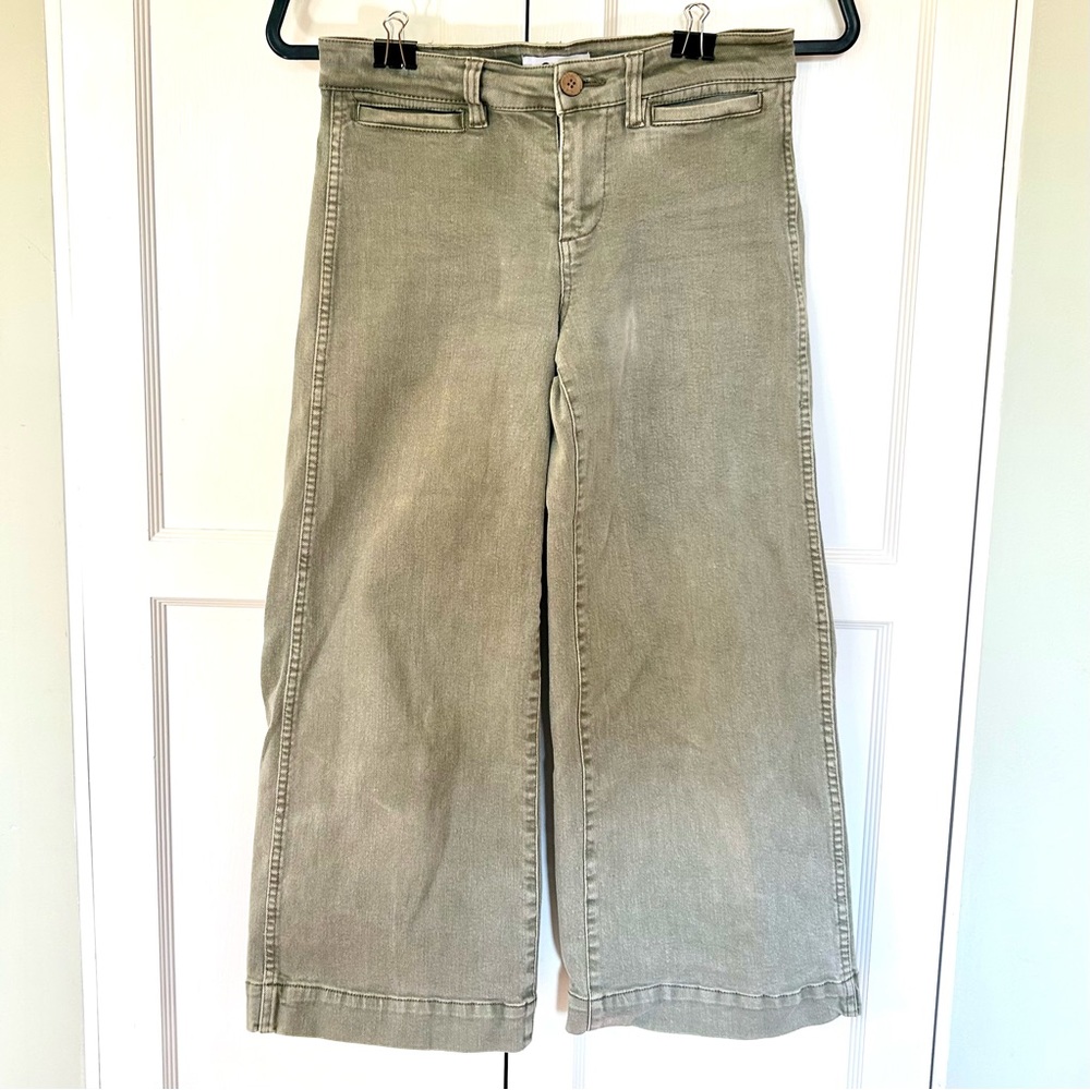 Cropped wide leg stretch jeans